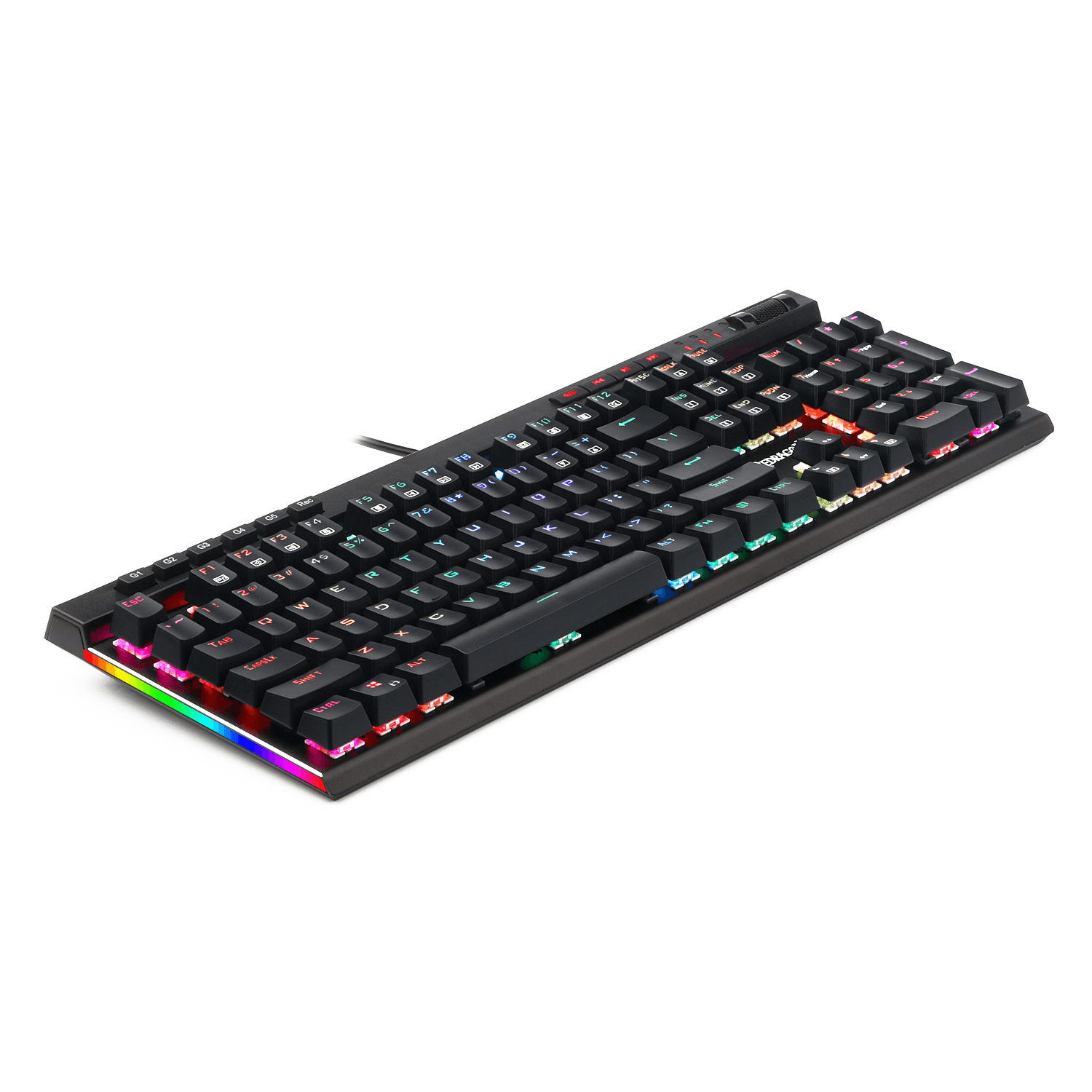 Keyboard Gaming Mekanik Redragon K580 RGB Backlit dengan Tombol Makro & Kontrol Media Khusus, Perekaman Makro Onboard (Brown Switches)