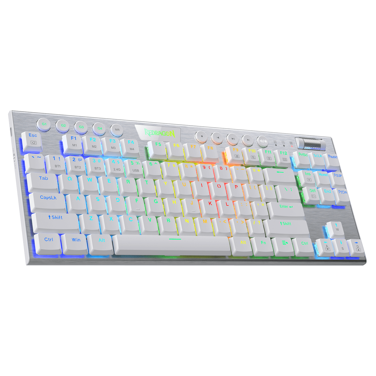 Redragon K621 Horus TKL Wireless RGB Mechanical Keyboard, 5.0 BT/2.4 Ghz/Wired Three Modes 80% Ultra-Thin Low Profile Bluetooth Keyboard w/Dedicated Media Control & Linear Red Switches