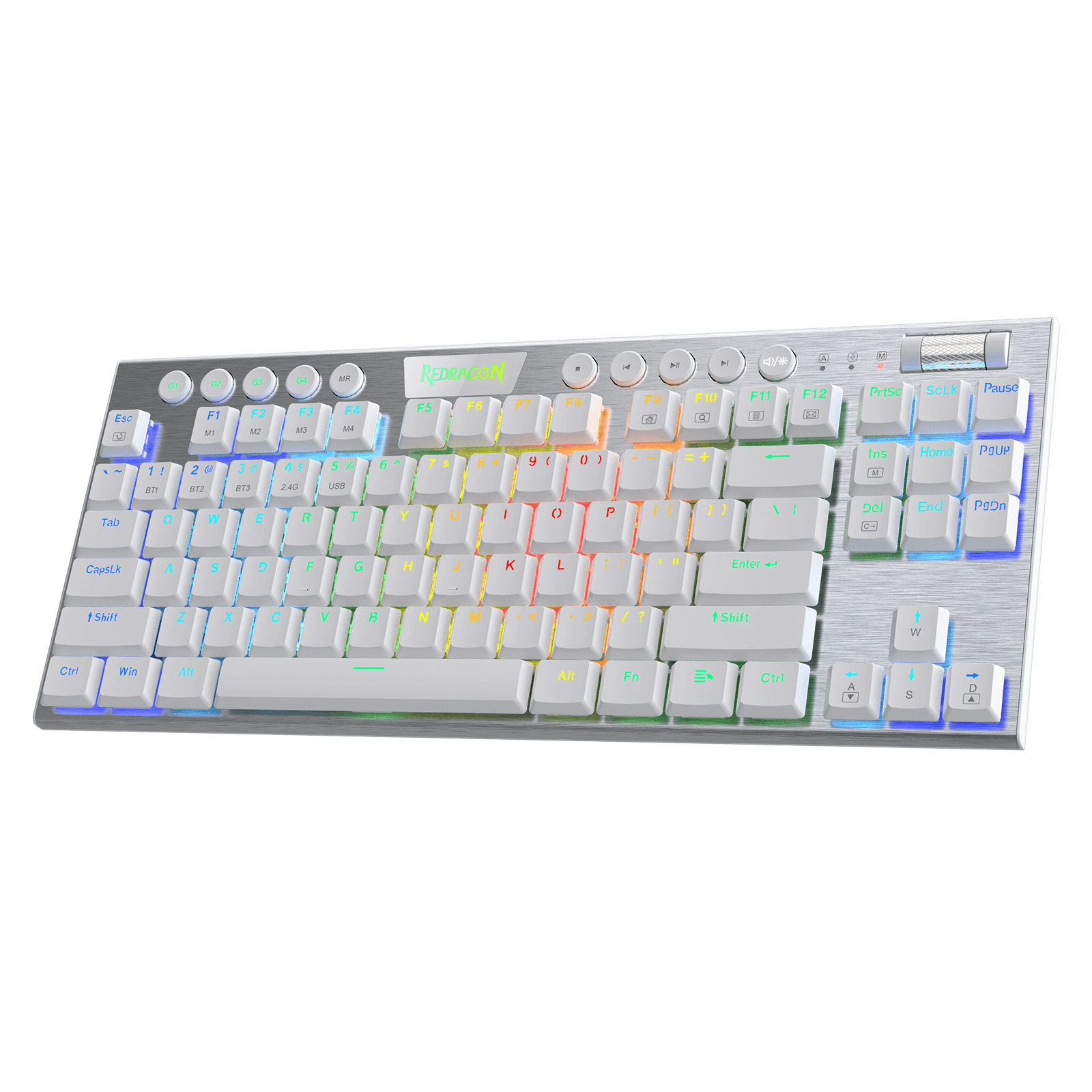 Redragon K621 Horus TKL Wireless RGB Mechanical Keyboard, 5.0 BT/2.4 Ghz/Wired Three Modes 80% Ultra-Thin Low Profile Bluetooth Keyboard w/Dedicated Media Control & Linear Red Switches