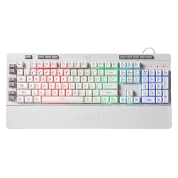 Redragon K512 Shiva Putih Papan Ketik Gaming Membran Lampu Latar RGB dengan Tombol Multimedia
