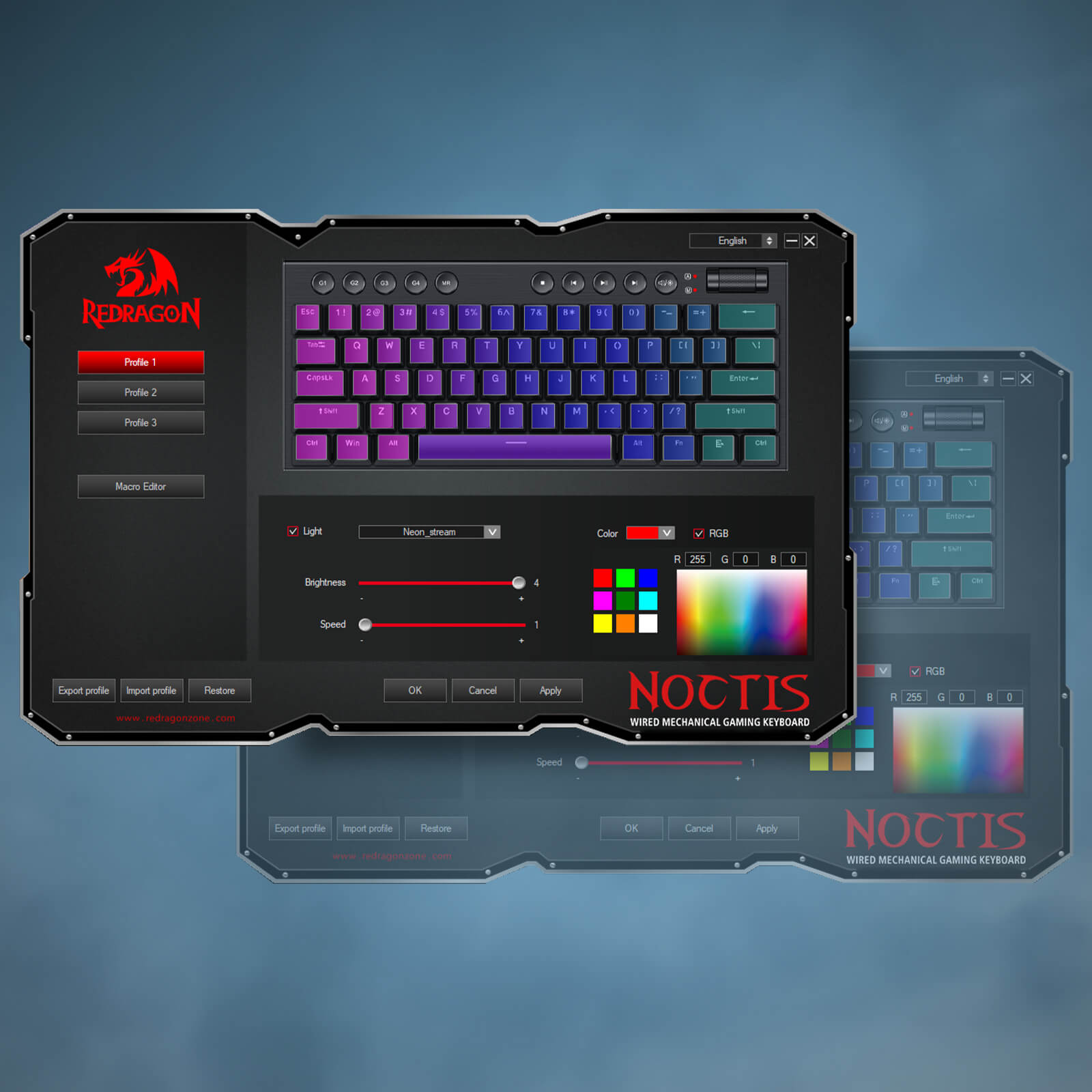 Redragon K632 PRO Noctis 60% Wireless RGB Mechanical Keyboard, Bluetooth/2.4Ghz/Wired Tri-Mode Ultra-Thin Low Profile Gaming Keyboard w/No-Lag Connection, Dedicated Media Control & Linear Red Switch